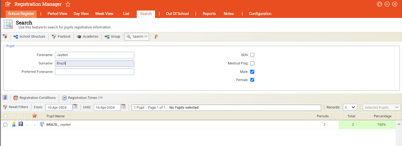 Attendance data step 1.