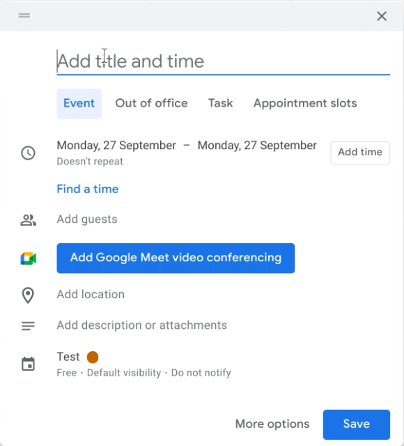 Persistent Google Meet link in Calendar.