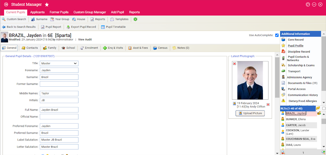Find pupil information step 2.